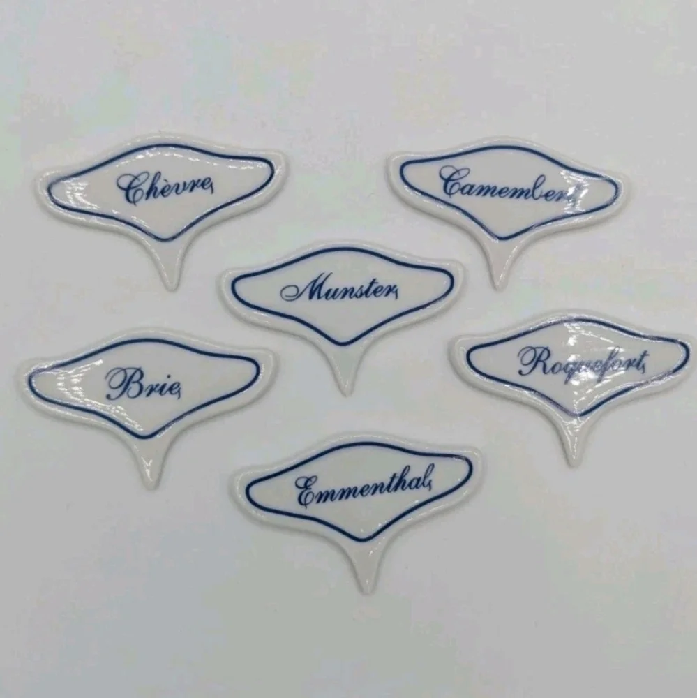 Restoration Hardware Blue White French Inspired Porcelain Cheese Markers